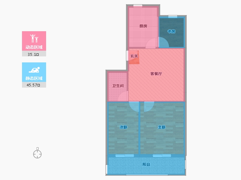 辽宁省-大连市-幸福小区-72.36-户型库-动静分区