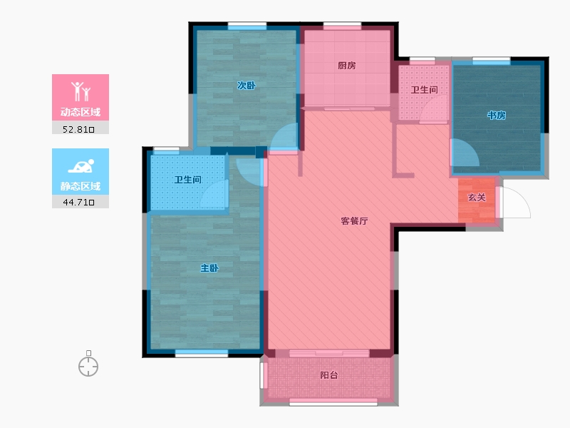 江苏省-徐州市-盛世茗居-85.60-户型库-动静分区