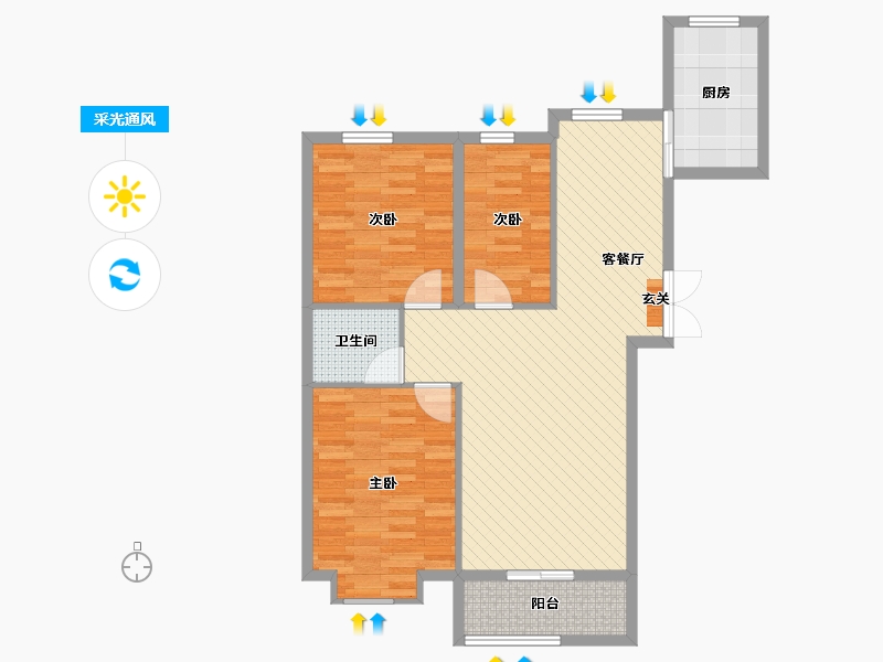 宁夏回族自治区-银川市-建博花园-86.00-户型库-采光通风