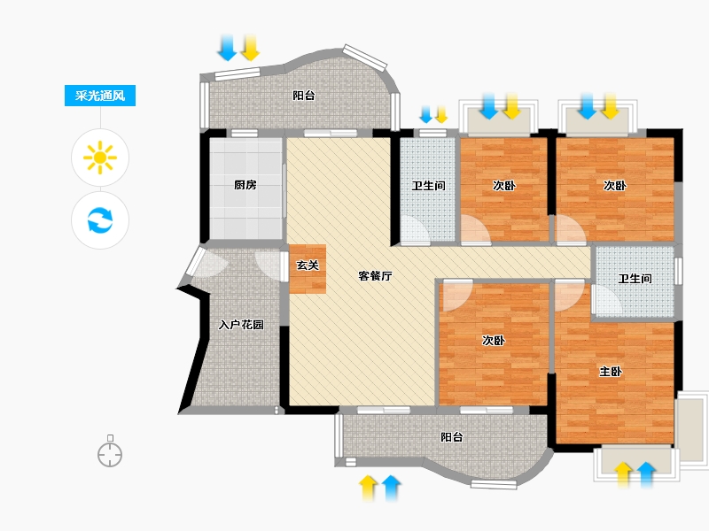 广东省-清远市-慧峰豪庭-119.69-户型库-采光通风