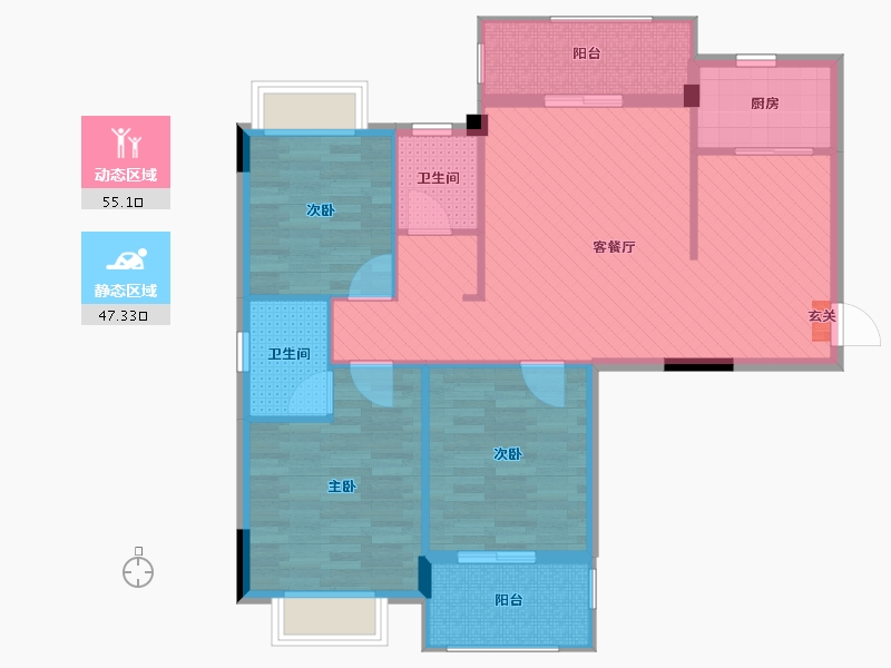 湖南省-郴州市-闵城嘉州阳光-91.86-户型库-动静分区