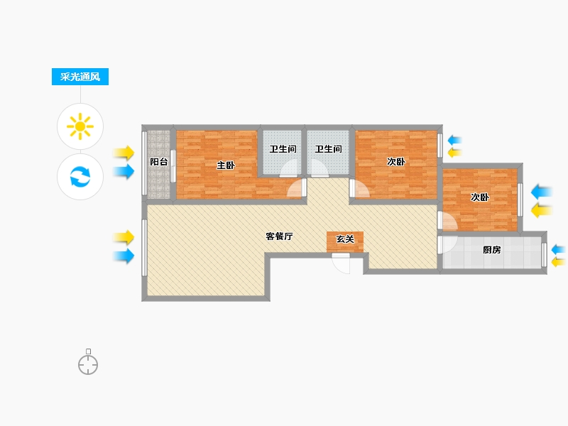 河北省-石家庄市-汇合苑北苑小区-106.94-户型库-采光通风