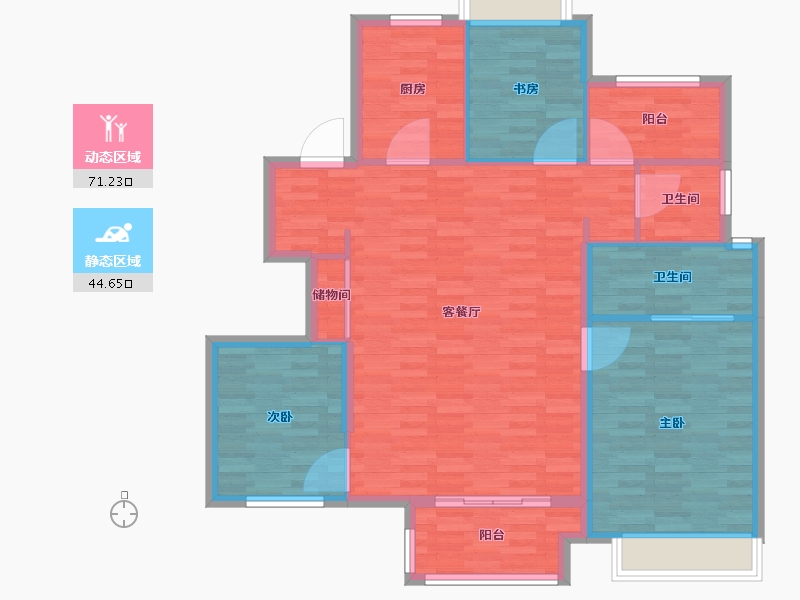 浙江省-绍兴市-新城棠樾-105.61-户型库-动静分区