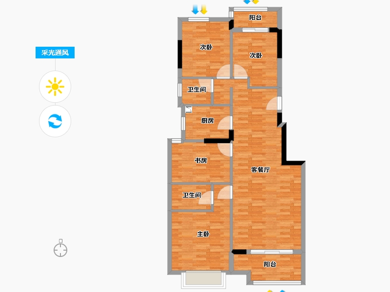 福建省-福州市-华润紫云府-93.23-户型库-采光通风