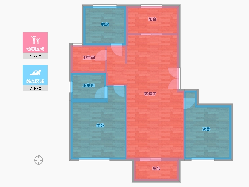 浙江省-温州市-永青锦园-89.64-户型库-动静分区