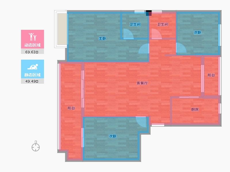 湖北省-宜昌市-九州丽景苑-108.88-户型库-动静分区