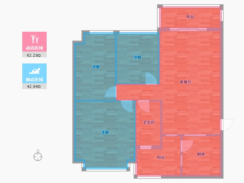 湖北省-武汉市-恒大名都-96.25-户型库-动静分区