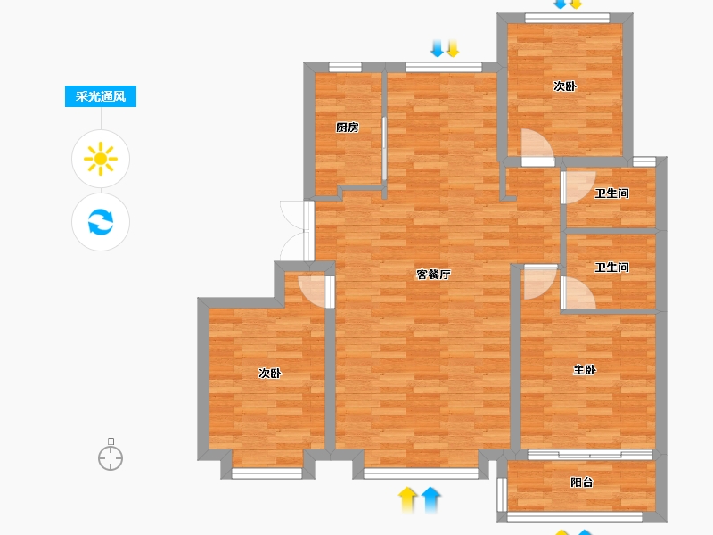 河北省-沧州市-玉玺台-86.14-户型库-采光通风