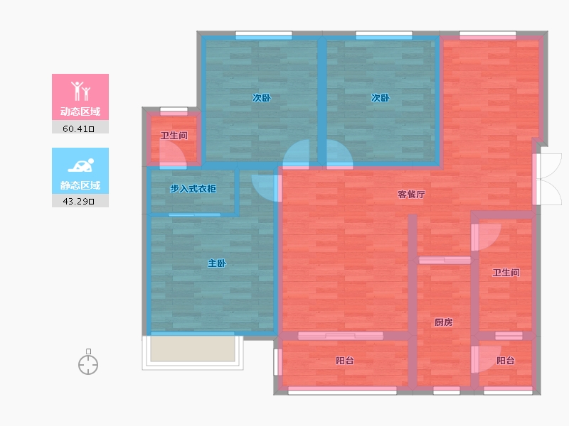 甘肃省-平凉市-翰林雅筑-91.36-户型库-动静分区