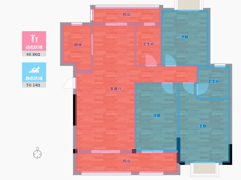 湖北省-黄冈市-长安世纪城-106.18-户型库-动静分区