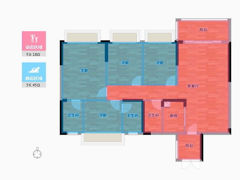 广东省-清远市-城市花园玉荷苑-103.91-户型库-动静分区