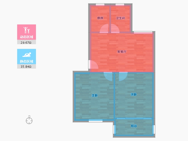 上海-上海市-怡田小区-59.76-户型库-动静分区