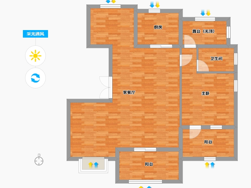 浙江省-丽水市-剑池锦园-93.79-户型库-采光通风