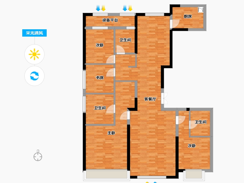 湖北省-武汉市-和轩榭-129.12-户型库-采光通风