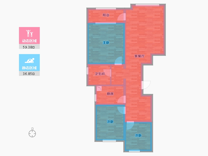 内蒙古自治区-赤峰市-绿都水岸-84.82-户型库-动静分区