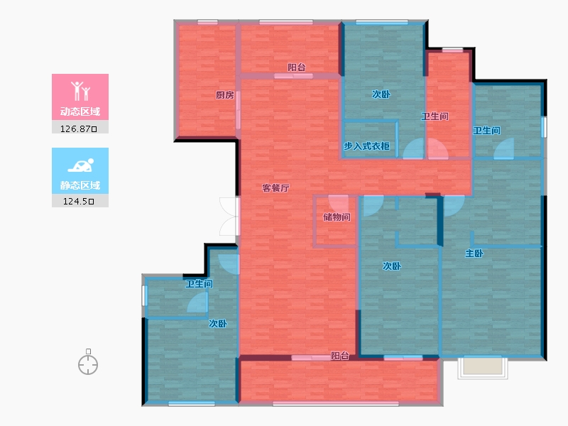 浙江省-宁波市-余姚河姆渡国际花园二期-230.01-户型库-动静分区