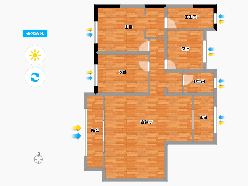 新疆维吾尔自治区-石河子市-万达石府公馆-102.33-户型库-采光通风