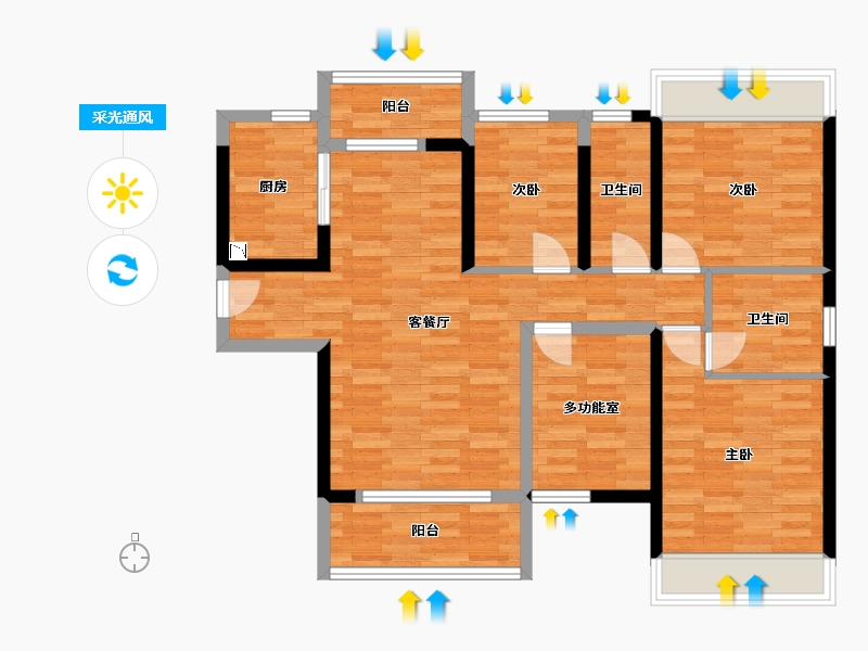 广东省-江门市-骏景湾·领峰2栋01户型-94.32-户型库-采光通风