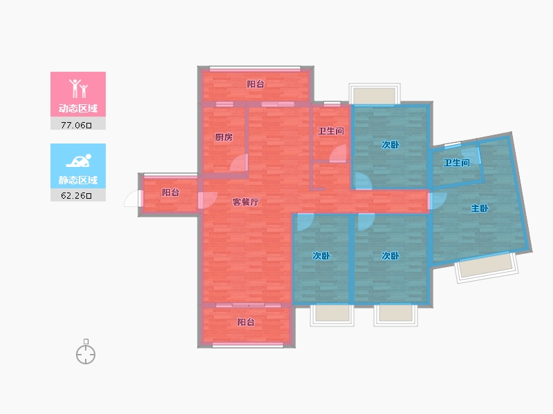 湖北省-黄冈市-东磁新城国际花园-125.32-户型库-动静分区