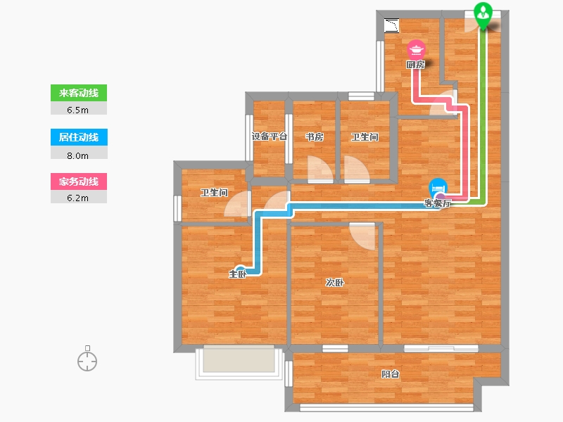 湖南省-湘潭市-大汉紫敬龙城-82.86-户型库-动静线