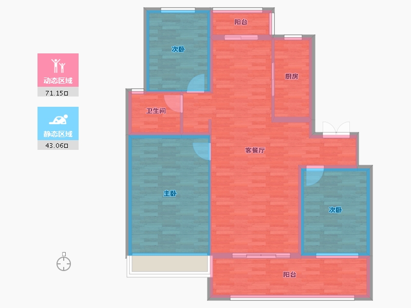 安徽省-滁州市-金城学府-102.99-户型库-动静分区