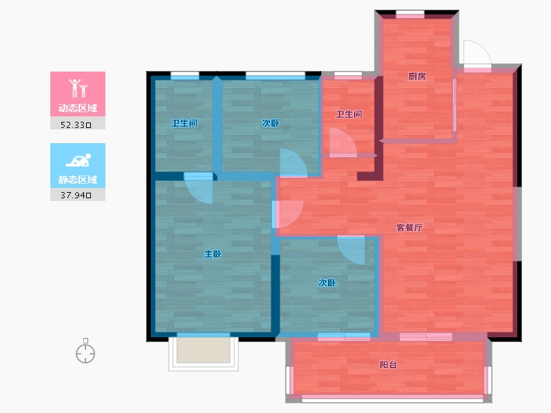 江苏省-盐城市-中庚香城云开-80.35-户型库-动静分区