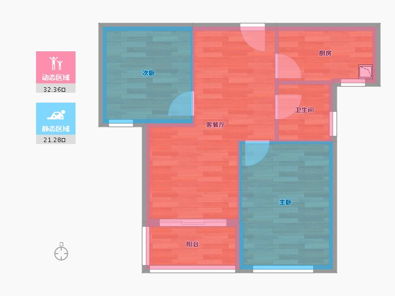 湖北省-仙桃市-江汉之星-47.67-户型库-动静分区