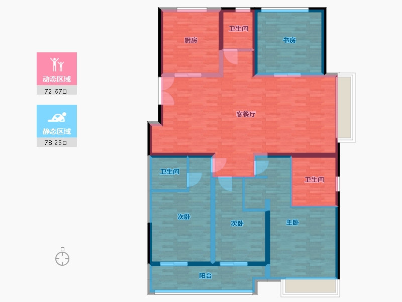 江苏省-扬州市-金奥文昌公馆富贵-135.94-户型库-动静分区