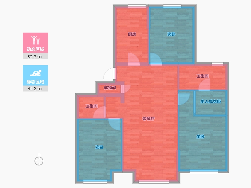 新疆维吾尔自治区-乌鲁木齐市-融创江南桃源-87.33-户型库-动静分区