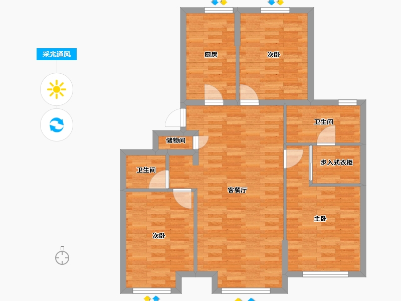 新疆维吾尔自治区-乌鲁木齐市-融创江南桃源-87.33-户型库-采光通风