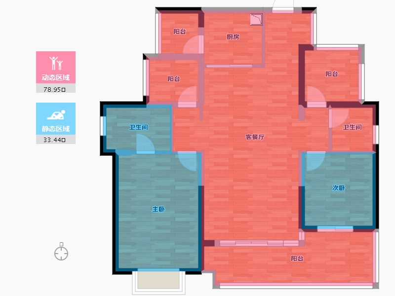 广东省-汕头市-华润九里-100.38-户型库-动静分区