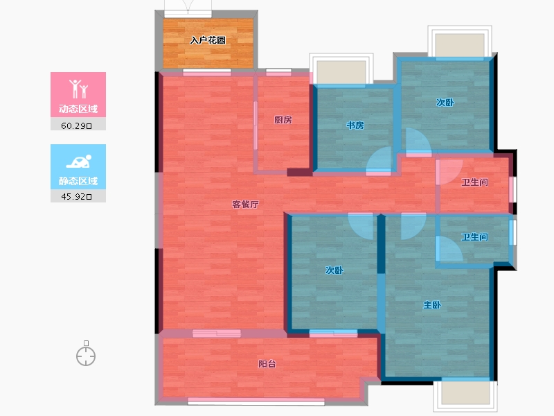 江西省-赣州市-蓝湾半岛-99.53-户型库-动静分区