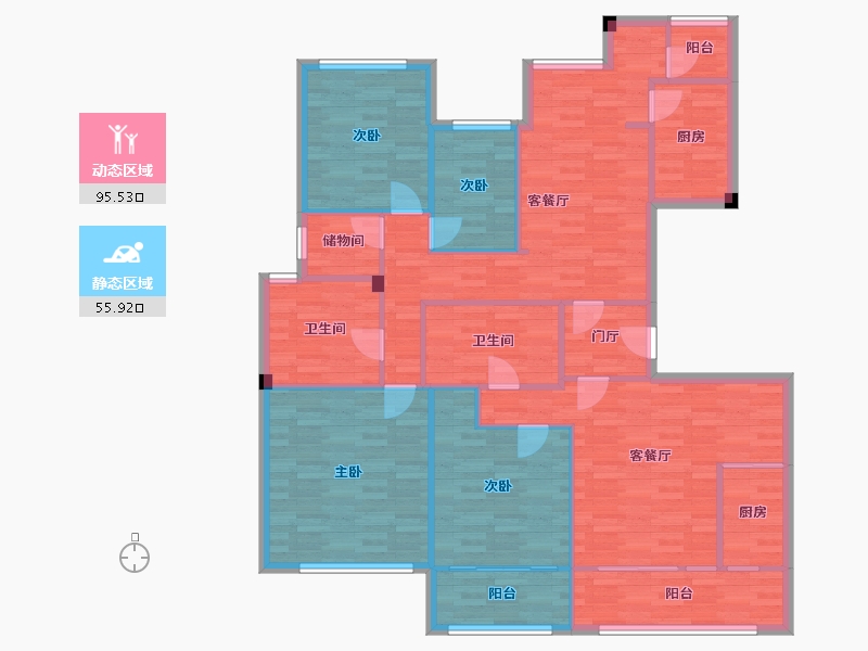 浙江省-杭州市-中海篁外山庄-137.69-户型库-动静分区