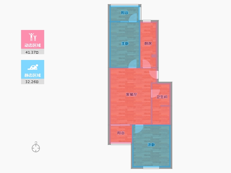 北京-北京市-龙泽苑-66.54-户型库-动静分区