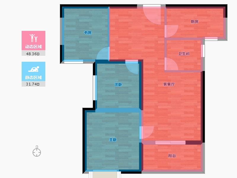 湖北省-武汉市-福星惠誉东湖城-71.43-户型库-动静分区