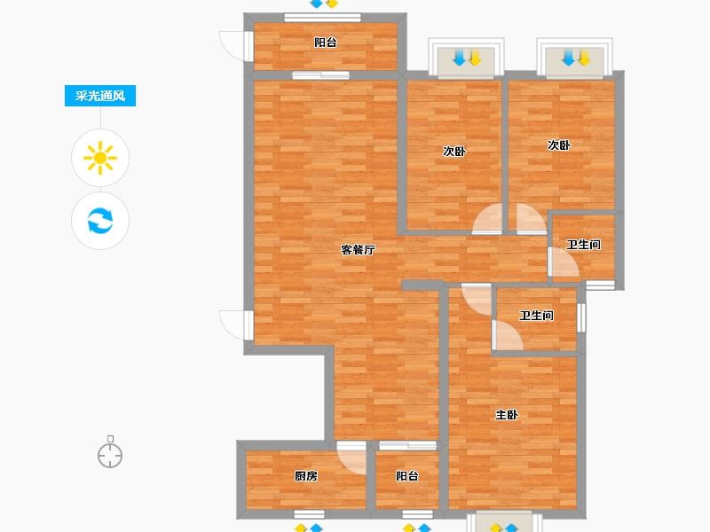 福建省-泉州市-源昌中央领御-95.70-户型库-采光通风