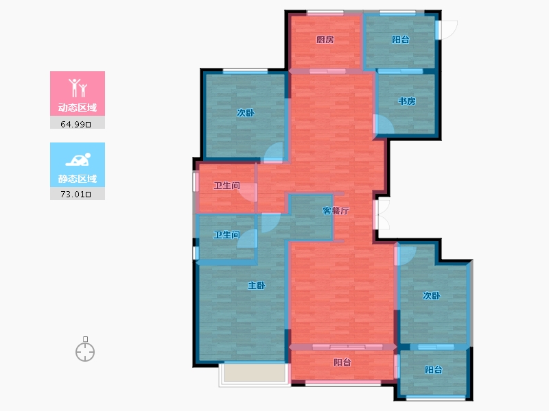 新疆维吾尔自治区-乌鲁木齐市-公元云墅-123.32-户型库-动静分区