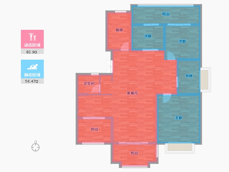 浙江省-温州市-滨江九里-125.99-户型库-动静分区