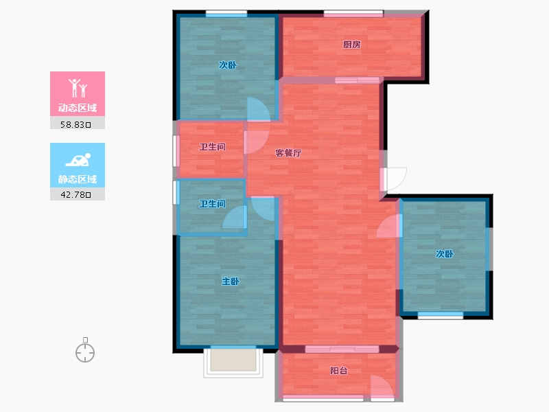 河北省-衡水市-世纪东城-91.58-户型库-动静分区