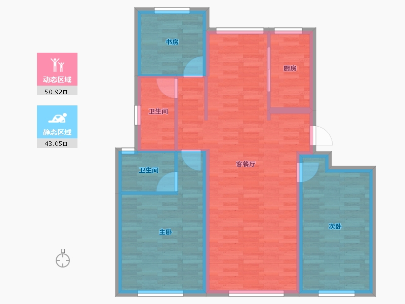 山东省-烟台市-中海万锦公馆-83.99-户型库-动静分区