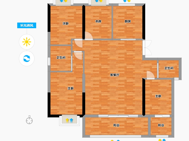 福建省-福州市-融侨阳光城方圆-120.01-户型库-采光通风