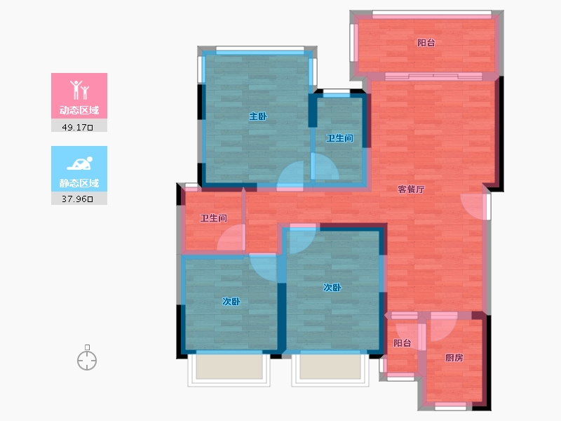 四川省-内江市-和喜御景台-75.63-户型库-动静分区