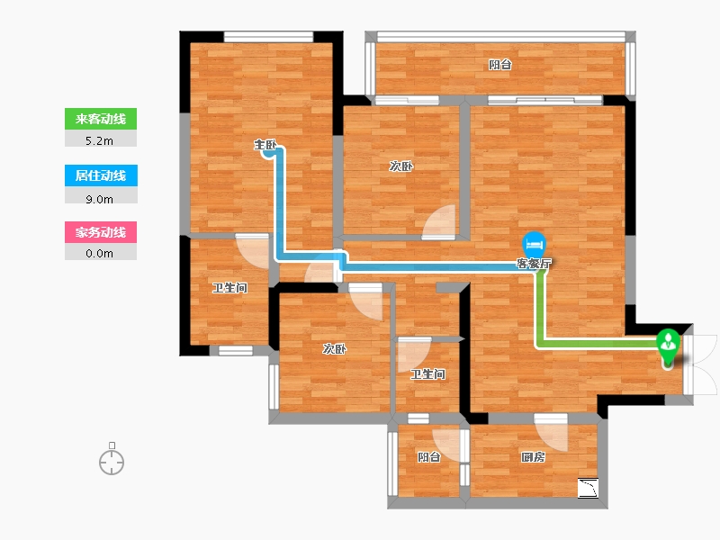 四川省-内江市-兆信中心   名门-89.27-户型库-动静线