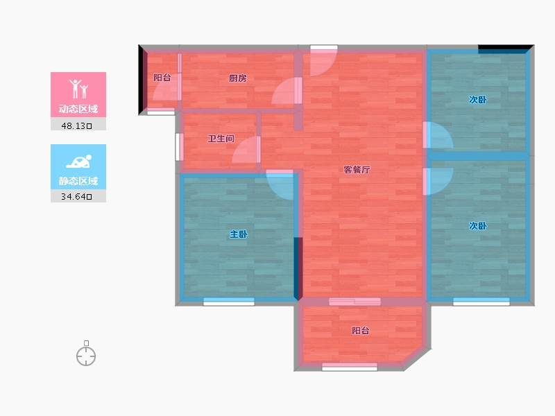 四川省-乐山市-峨眉噗园-72.99-户型库-动静分区