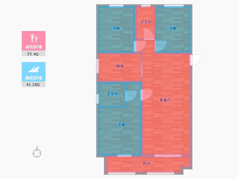 内蒙古自治区-包头市-中梁首府壹号院-86.22-户型库-动静分区