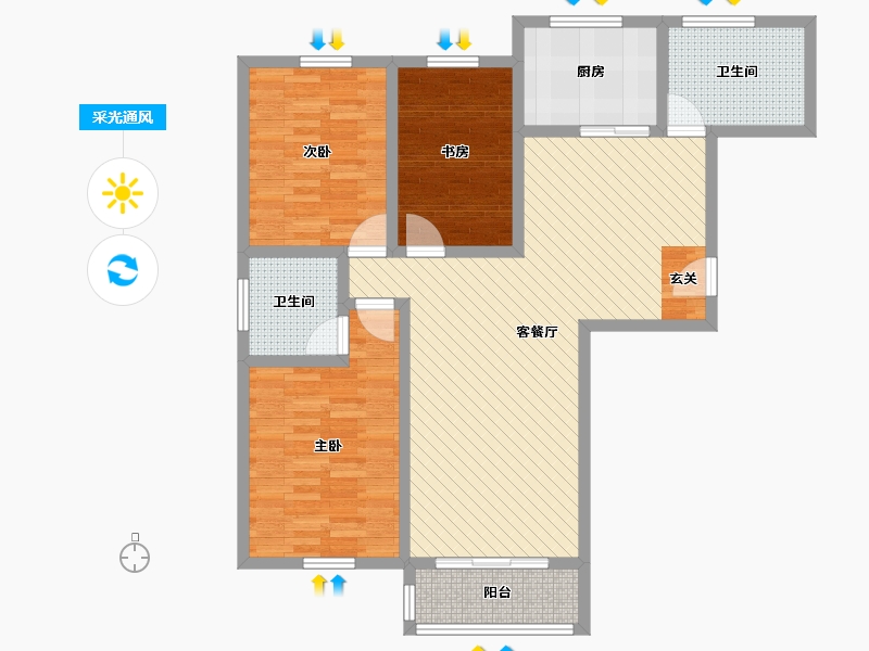 河北省-廊坊市-东方美庭-101.76-户型库-采光通风