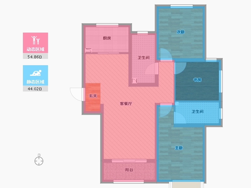 河北省-廊坊市-宏泰龙邸-86.17-户型库-动静分区