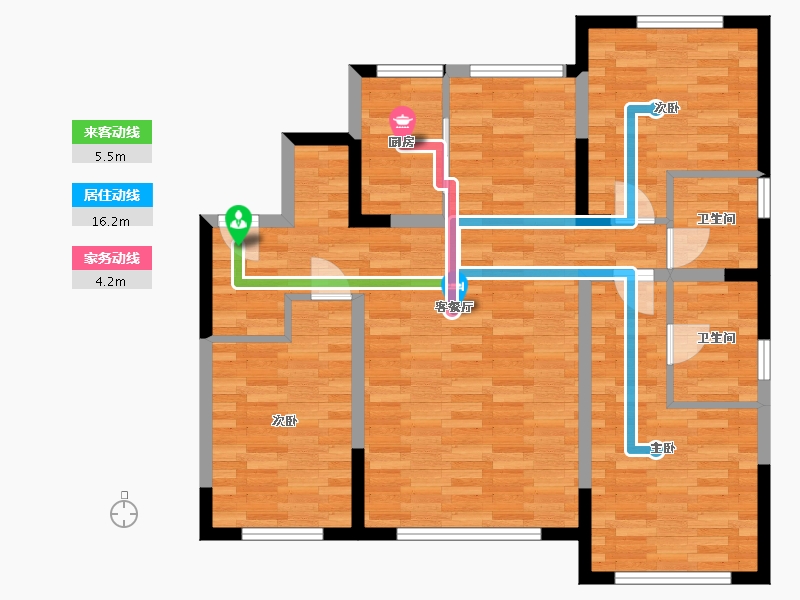 吉林省-长春市-绿地中央墅-90.29-户型库-动静线