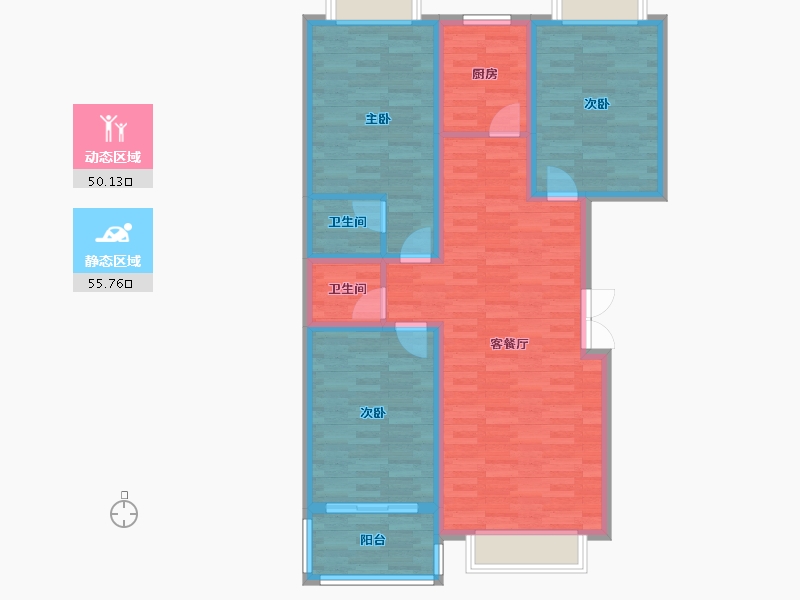 陕西省-渭南市-梨花苑-95.01-户型库-动静分区