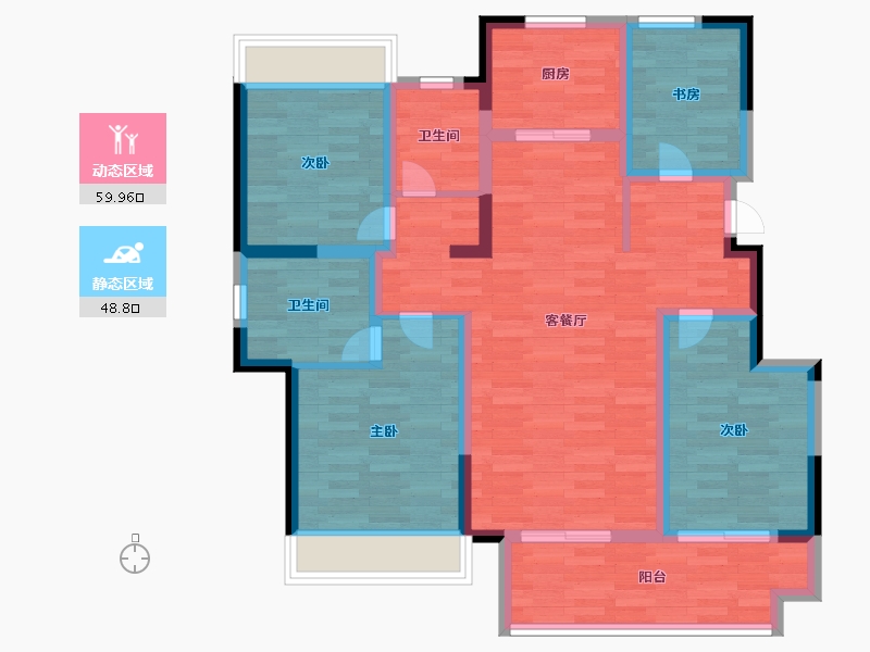 安徽省-阜阳市-公园里-96.00-户型库-动静分区